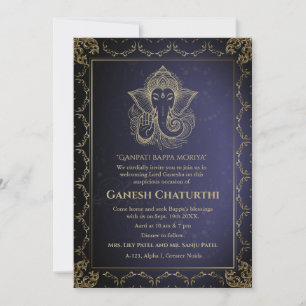 Convite Elementos para Ouro de Ganesh Chaturthi Puja Roya