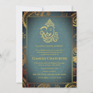 Convite Elementos para Ouro de Ganesh Chaturthi Puja Roya