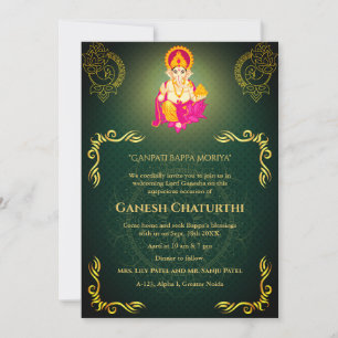 Convite Elementos para Ouro de Ganesh Chaturthi Puja Roya