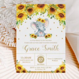 Convite Elephan Sunflower Floral Chá de fraldas Girl