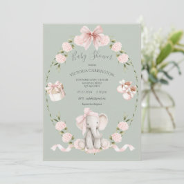 Convite Elephant Floral Hortênsias Menina Bebê Shower