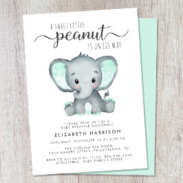 Convite Elephant Mint Green Watercolor Baby Sprinkle