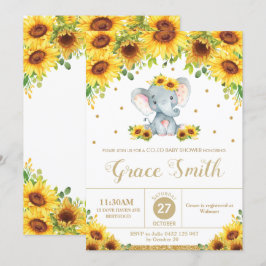 Convite Elephant Sunflower Floral Co-Ed Girl