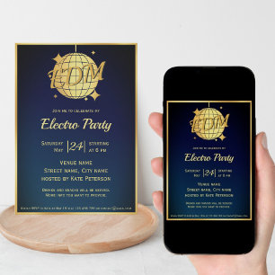 Convite Eletro EDM, partido temático de bola de disco de o