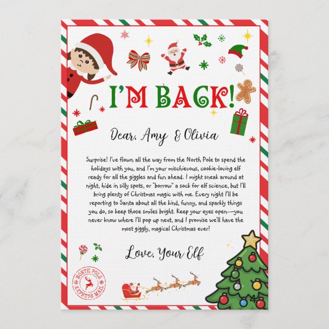 Convite elf arrival letter - elf welcome letter  (Frente)