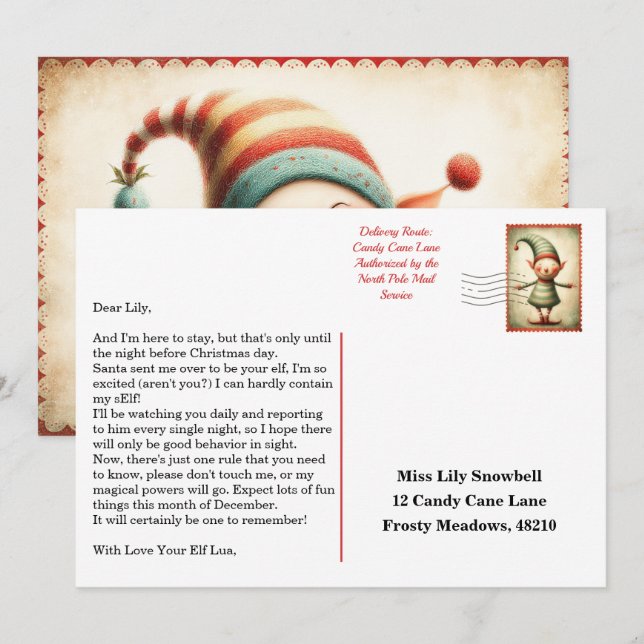 Convite Elf Arrival Letter | North Pole Welcome Message (Frente/Verso)