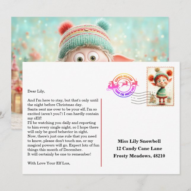 Convite Elf Arrival Letter | North Pole Welcome Message (Frente/Verso)