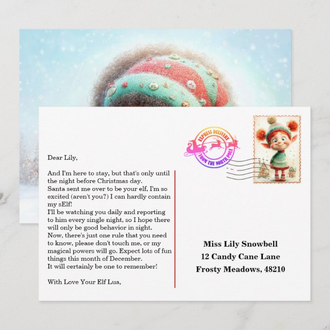 Convite Elf Arrival Letter | North Pole Welcome Message (Frente/Verso)