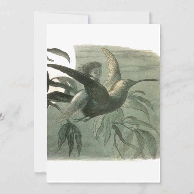 Convite Elf Fairies Elves Moon Night Bird Voando (Verso)