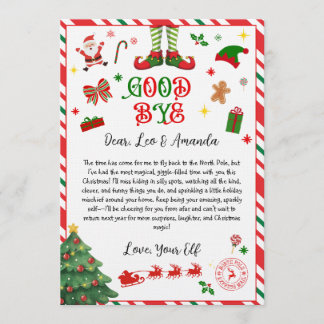 Convite elf goodbye letter - elf return letter invitation