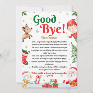 Convite Elf Goodbye Letter Goodbye from Elf Christmas