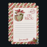 Convite Elf - Letra "I m Back" - Notecards editáveis<br><div class="desc">Estou de volta! Este pequeno elfo está esperando pela grande diversão de Natal. As aquarelas brancas e a tipografia sazonal complementam a design. Personalize este belo design de elfo com seus detalhes fácil e rapidamente. Pressione o botão personalizar para reorganizar e formate o estilo e a posição do texto.</div>