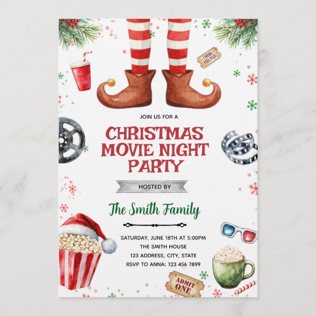 Convite Elf Movie Night party Invitation (Frente)
