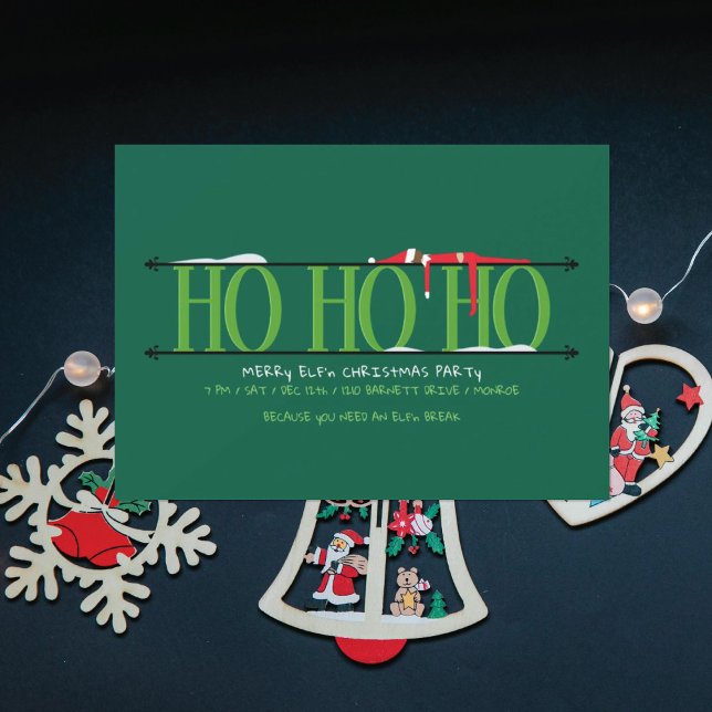 Convite Elf Shenanigans Ho Ho Ho Festa de Natal (Criador carregado)
