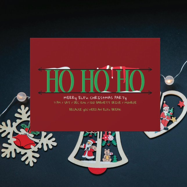 Convite Elf Shenanigans Ho Ho Ho Festa de Natal (Criador carregado)