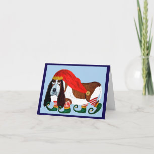 Convite Elfo Basset Hound de Natal
