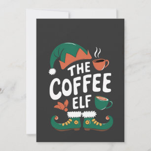 Convite Elfo do Café Natal Divertido Cafeína Amantes do Na
