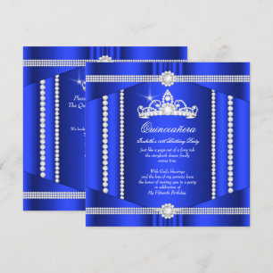 Convite Elite Azul Real Princesa Quinceanera Diamante