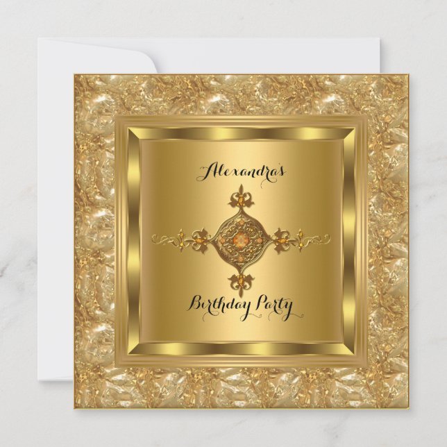 Convite Elite Dourada Diamond Jewel Bolsa mensageifesta de (Frente)