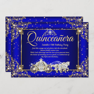 Convite Elite Princess Quinceanera Royal Blue Sparkle