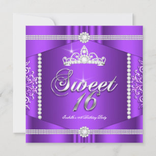 Convite Elite Renda Roxa Princesa Festa Sweet 16 Diamante