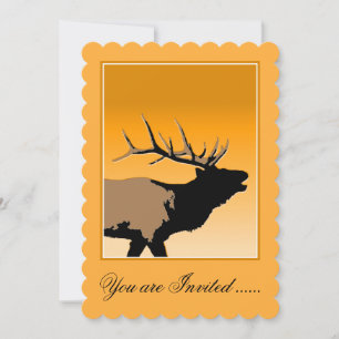 Convite Elk Bugling em Sunset - Arte original sobre a vida