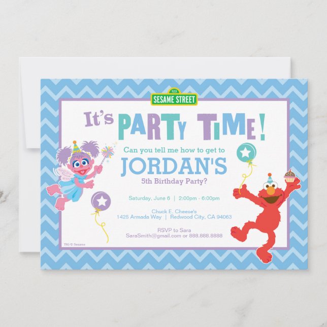 Convite Elmo e Abby Birthday (Frente)
