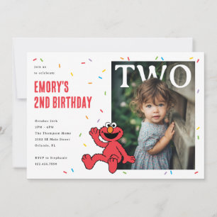 Convite Elmo Vermelho Confete Segundo Aniversário