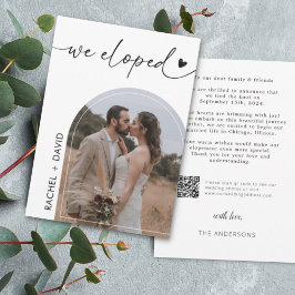 Convite Elopement de Foto em Arch Elopement Código QR