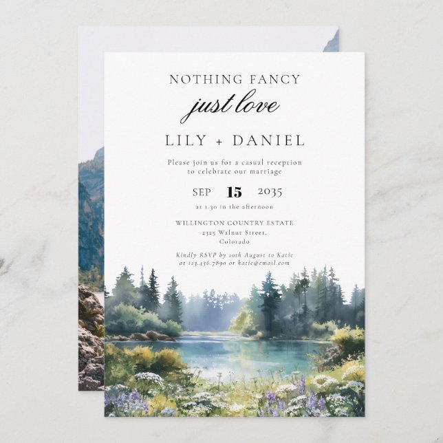 Convite Elopement Forest Lakeside Wedding Reception Photo (Frente/Verso)