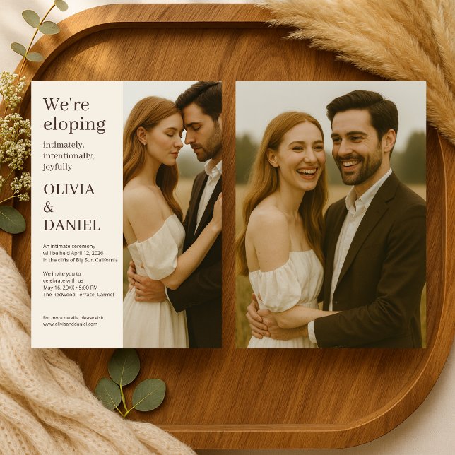 Convite Elopement Minimalist Modern Elegant Photo  (Criador carregado)