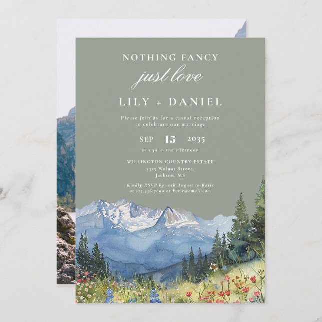 Convite Elopement Mountain Sage Wedding Reception Photo (Frente/Verso)