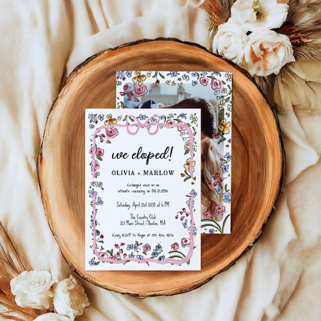 Convite Elopement watercolor arco floral (Criador carregado)