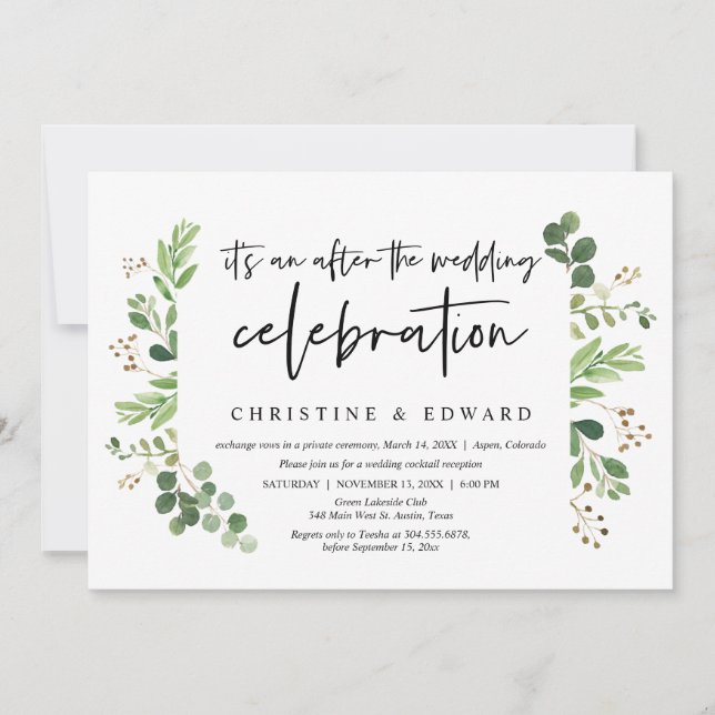 Convite Elopemento de Casamento, Após a celebração do casa (Frente)