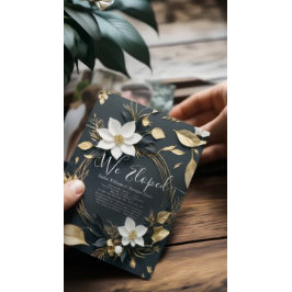 Convite Elopemento de Casamento de Foto Floral Dourada Bra