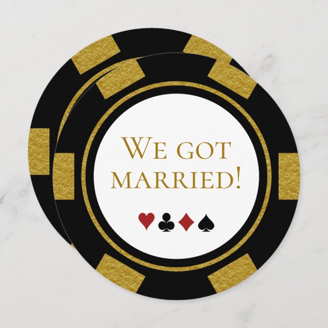Convite Elopemento de Casamento de Vegas Anuncia o Chip do (Frente/Verso)