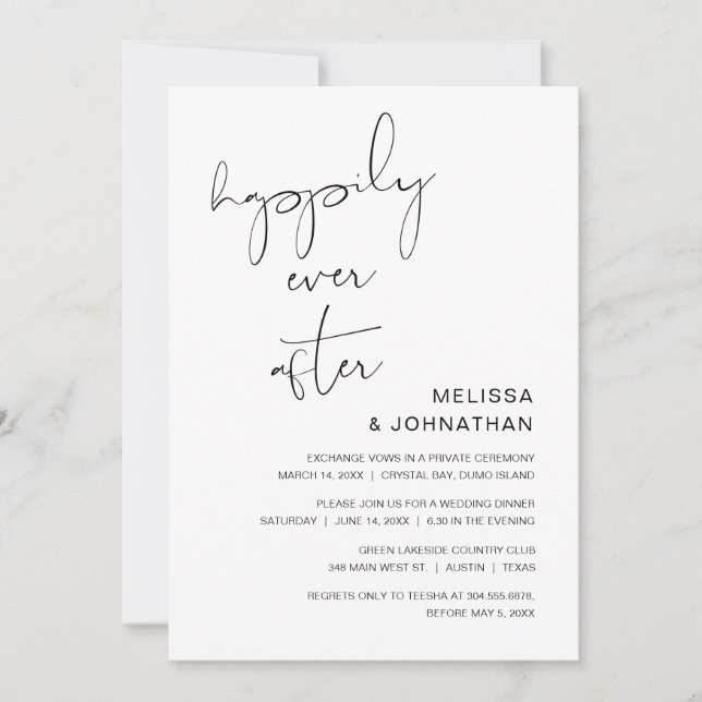 Convite Elopemento De Casamento, Feliz Nunca Depois Da Fes (Frente)