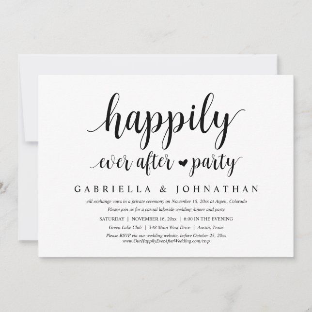 Convite Elopemento De Casamento, Feliz Nunca Depois Da Fes (Frente)