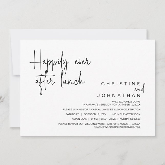 Convite Elopemento De Casamento, Feliz Para Sempre Após Al (Frente)