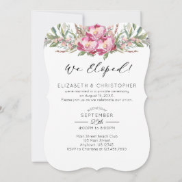 Convite Elopemento De Casamento Floral Rosa-De-Aquarela