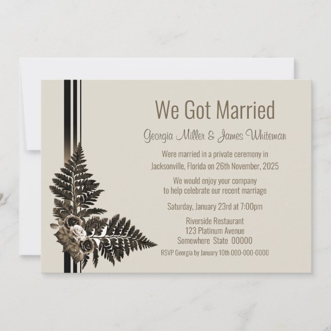 Convite Elopemento Floral Botânico Rustic Watercolor (Frente)