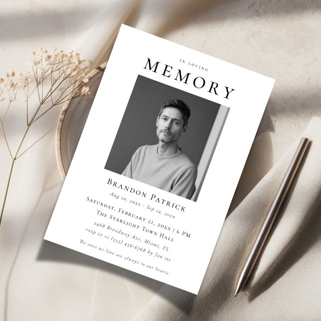 Convite Em Adorando Memória, Foto Funeral Digital Simples (Criador carregado)