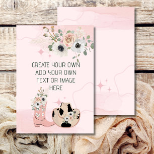 Convite Em Branco Adicione Seu Próprio DIY Western Cowgirl