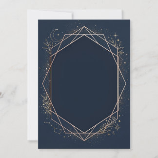 Convite em Branco Azul Naval Celeste & Dourado