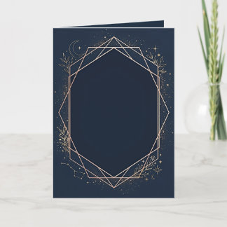 Convite em Branco Azul Naval Celeste e Dourado