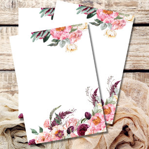 Convite em Branco Bege Rosa Borgonha Peônia Rosa