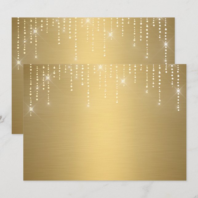 Convite em branco com padrão de brilho (Frente/Verso)