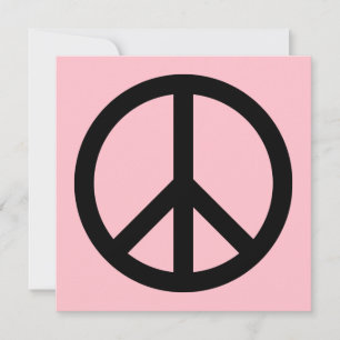Convite em Branco com Símbolo de Paz Rosa e Preto