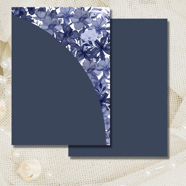 Convite em Branco DIY Arco Azul Floral (Criador carregado)