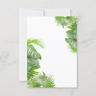 Convite em Branco Folhas Tropicais